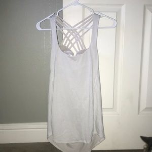 White striped LU LU top with strapped razor back